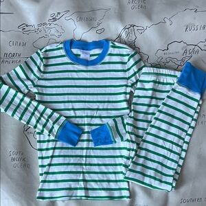 Mini Boden Green and Blue Striped Pajama Set